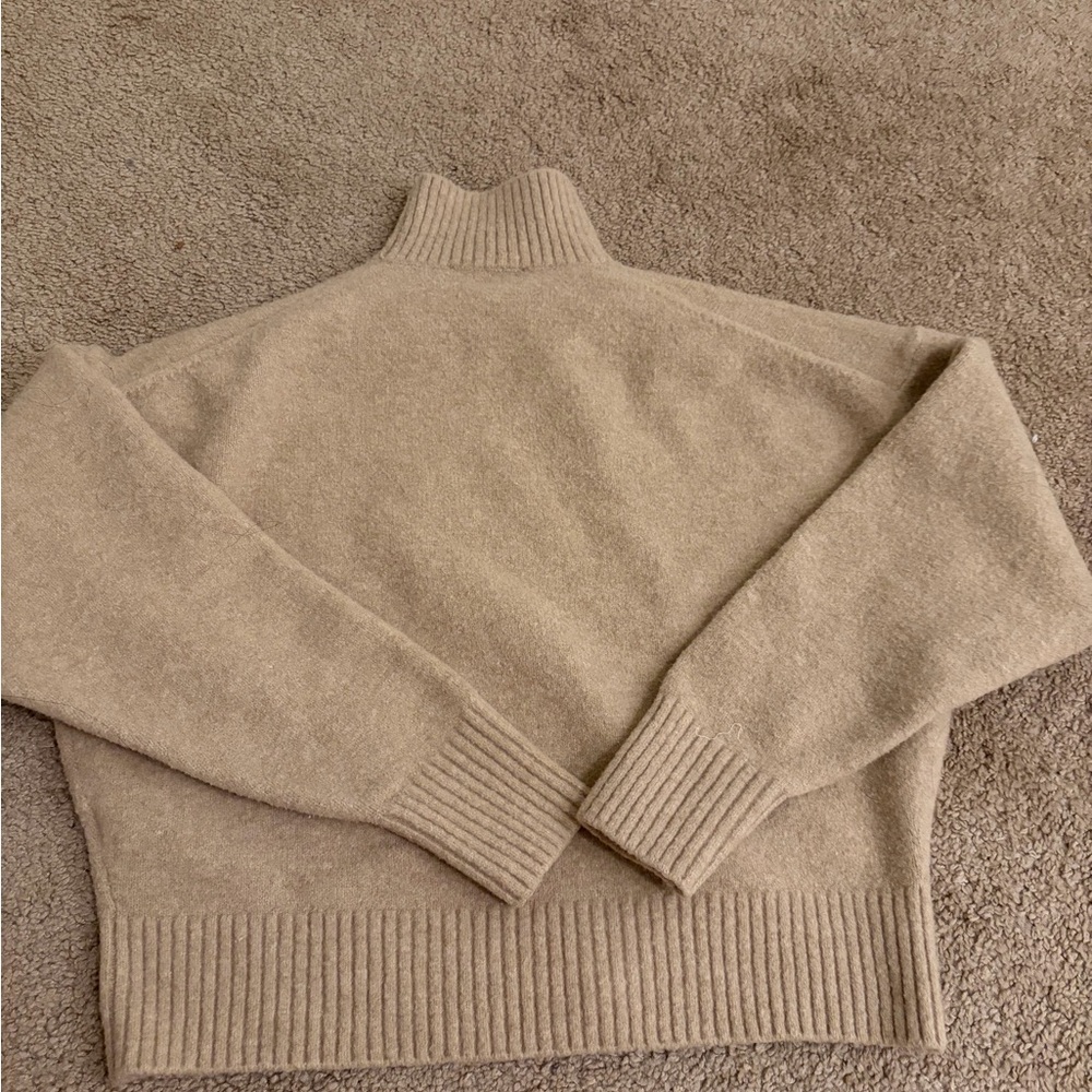 Zara women’s Cozy Mock Neck Sweater in Beige